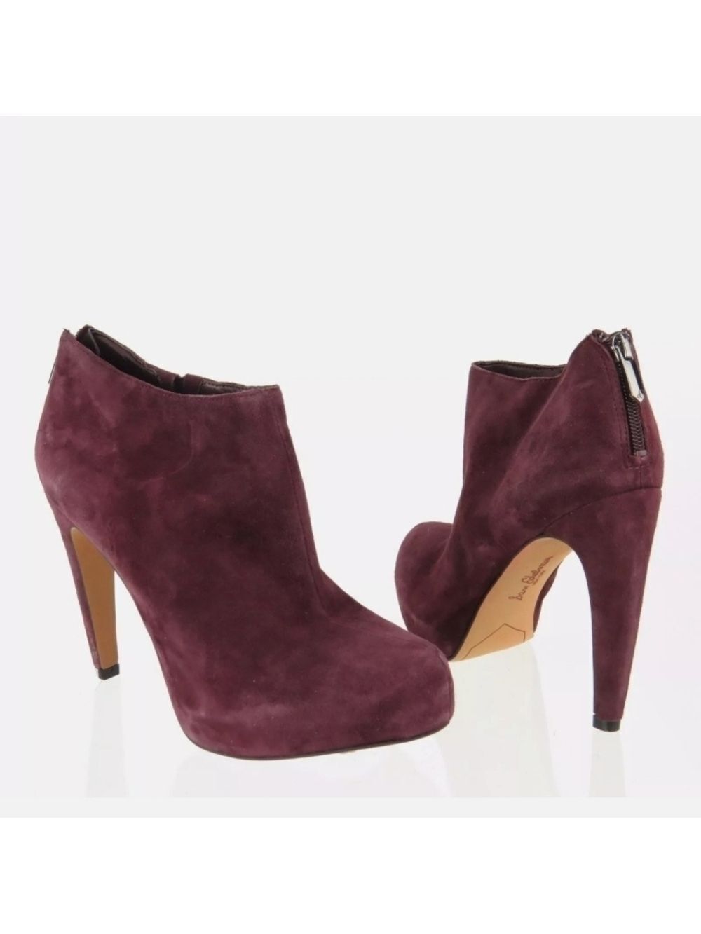 Sam Edelman Keaton Burgandy Purple Wine Suede Platform Ankle Boots Booties 6.5